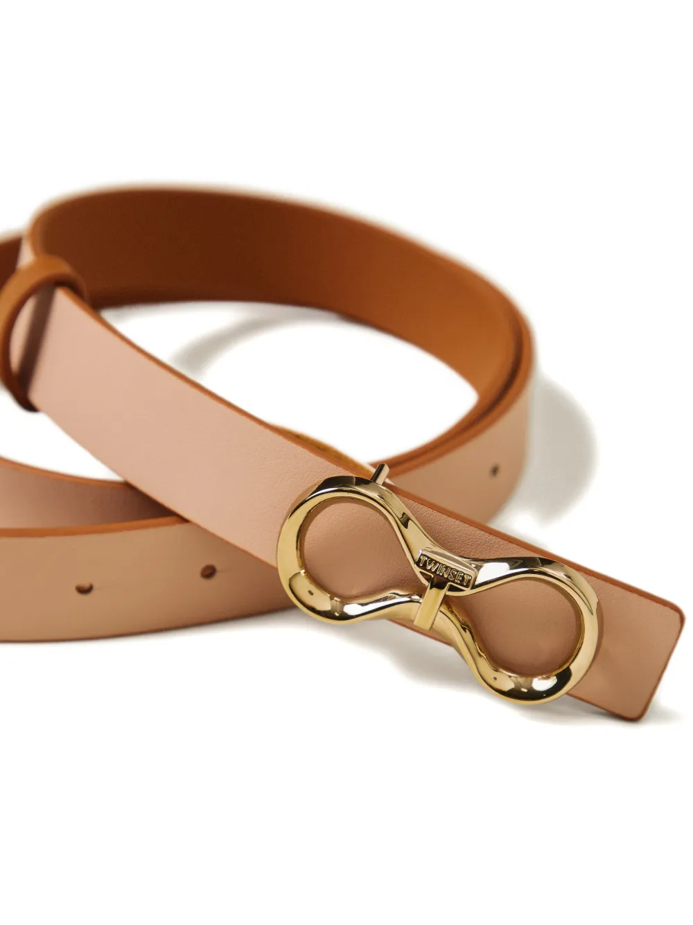 TWINSET Omkeerbare leren riem met logogesp Bruin