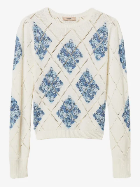 TWINSET diamond pattern jumper with floral print