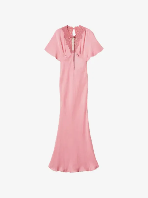 TWINSET long envers satin dress with embroidery
