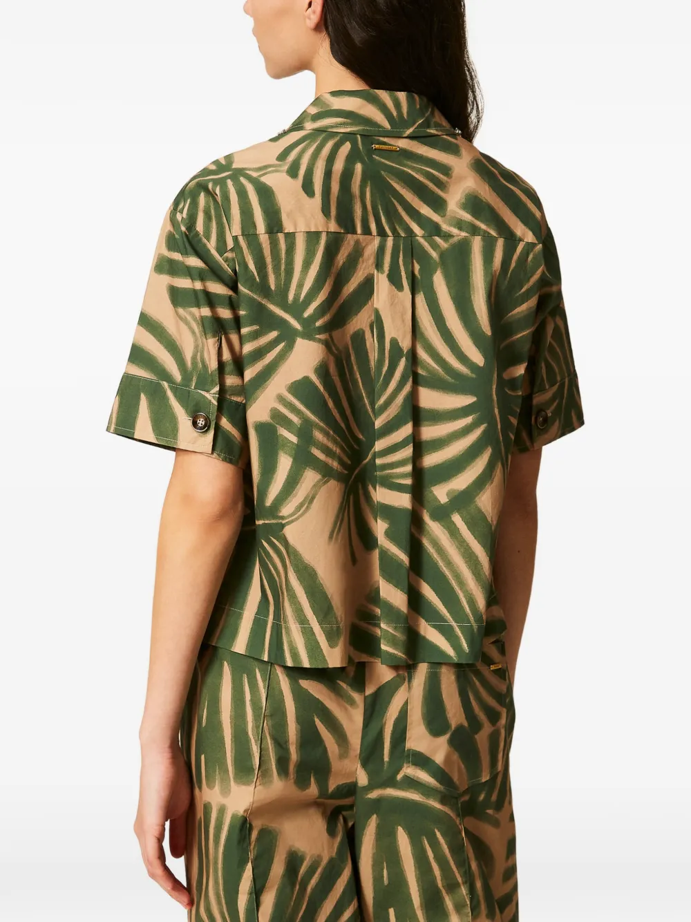 TWINSET Popeline blouse met print en borduurwerk Beige