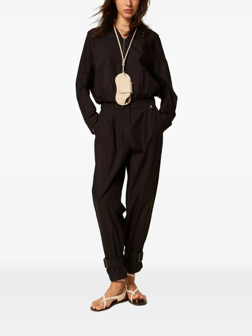 TWINSET Broek met gesp - Zwart