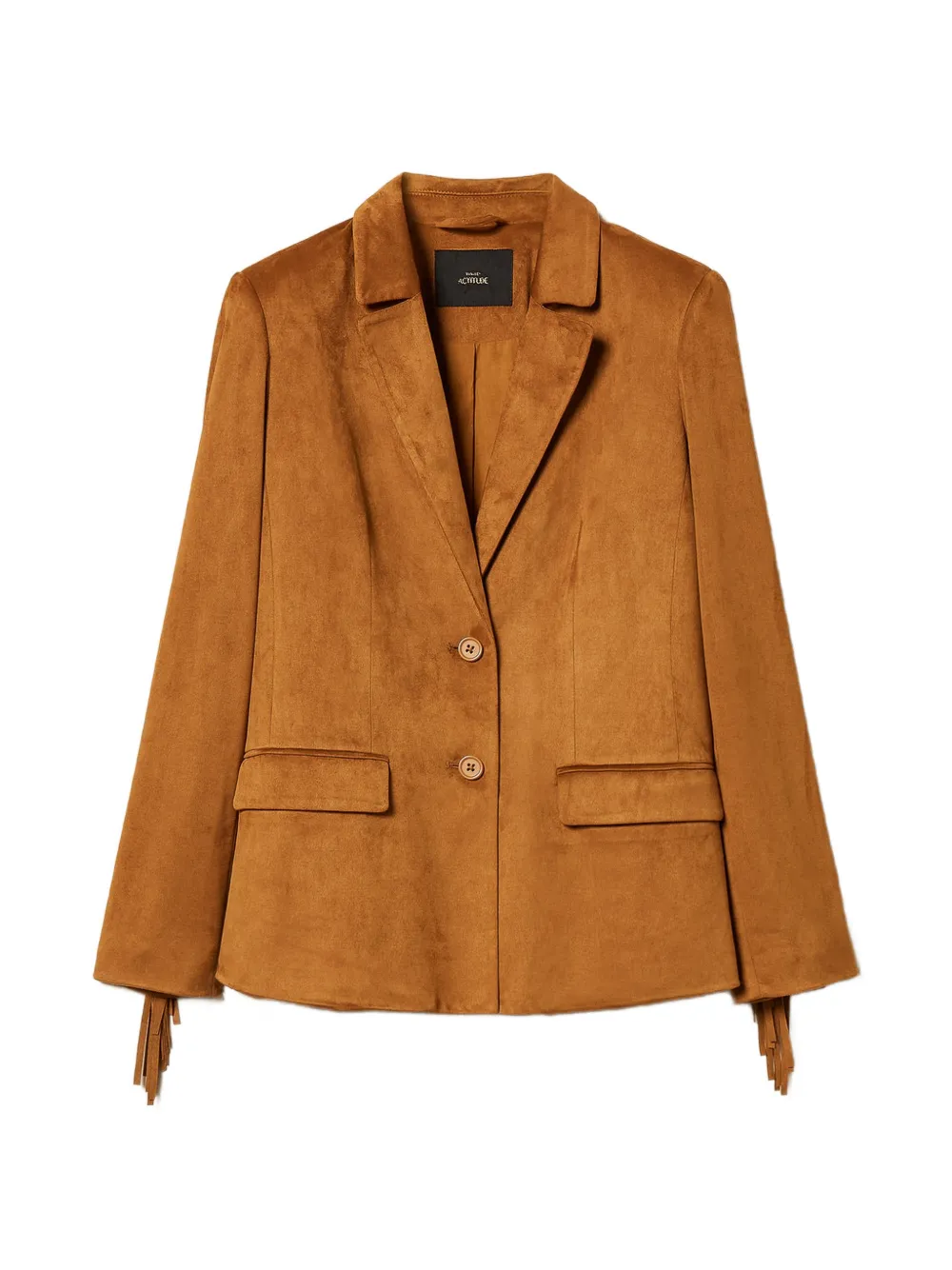 TWINSET fringed faux-suede blazer - Brown