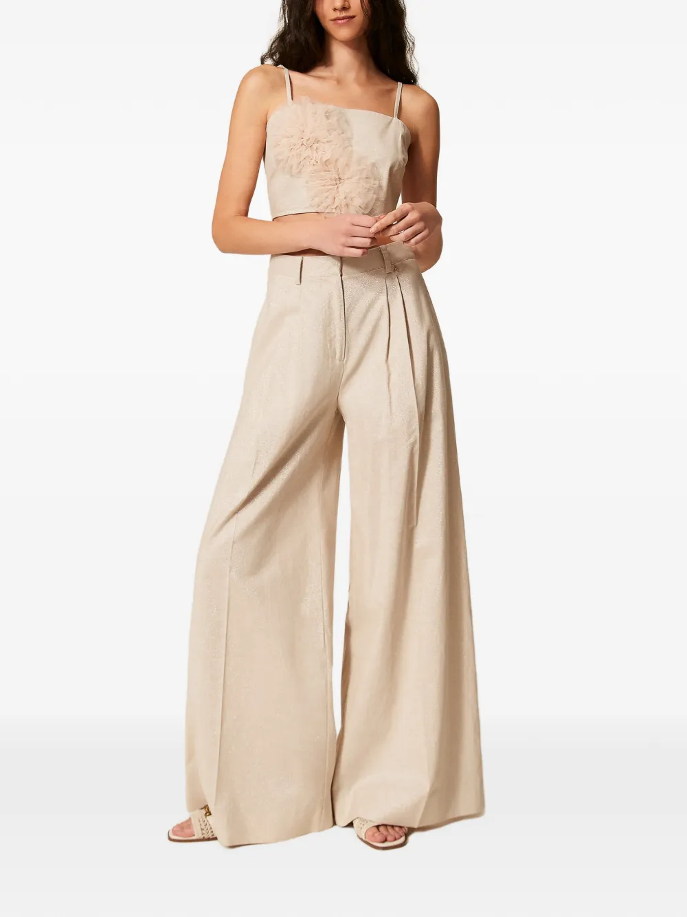 TWINSET Palazzo plooibroek Beige
