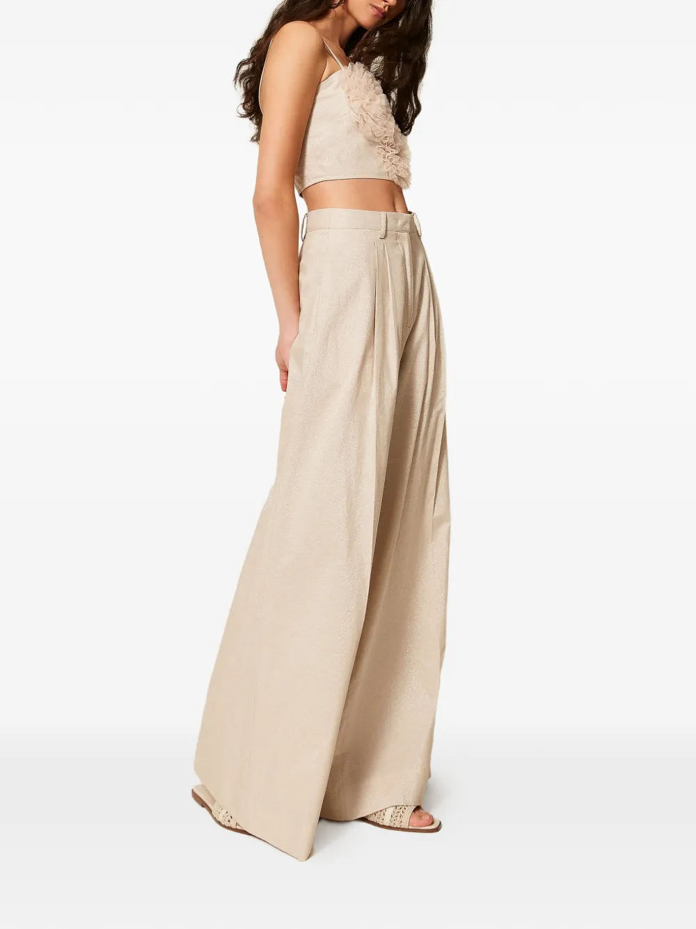 TWINSET Palazzo plooibroek Beige