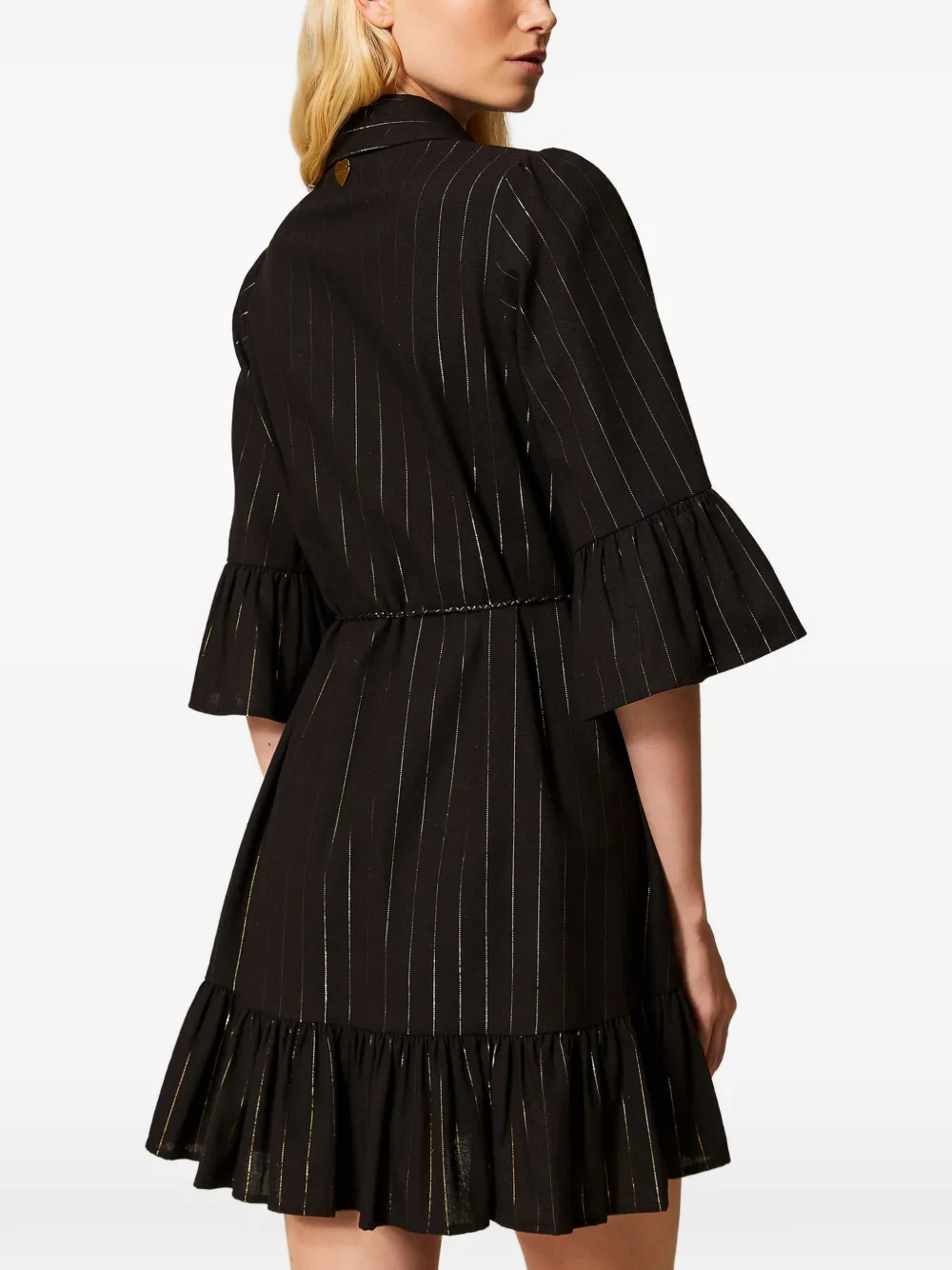 TWINSET Mini-jurk met krijtstreep en ruches Zwart