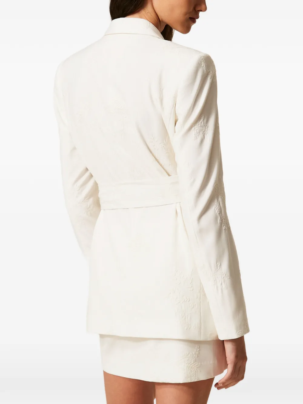 TWINSET Blazer met borduurwerk en ceintuur Wit