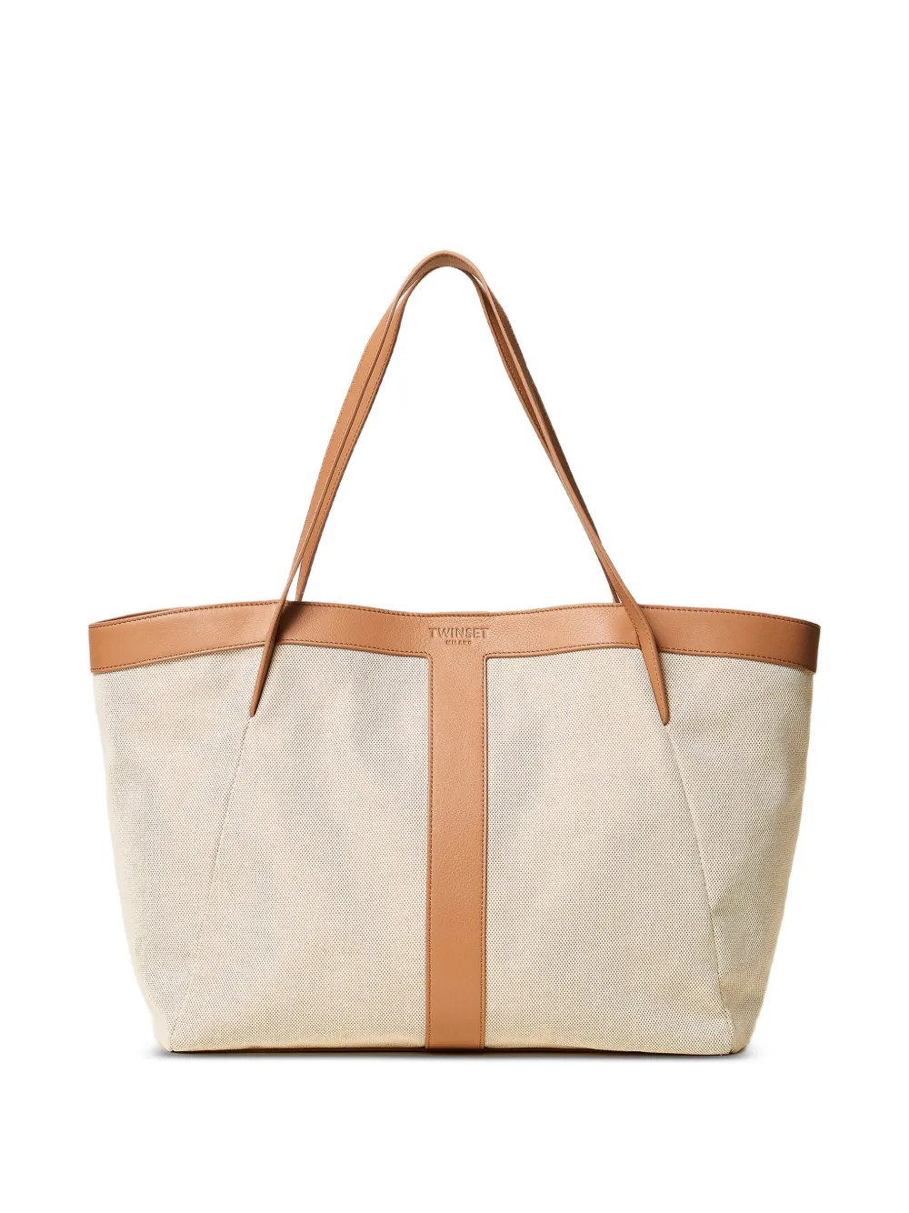 TWINSET Borsa tote con logo goffrato - Toni neutri