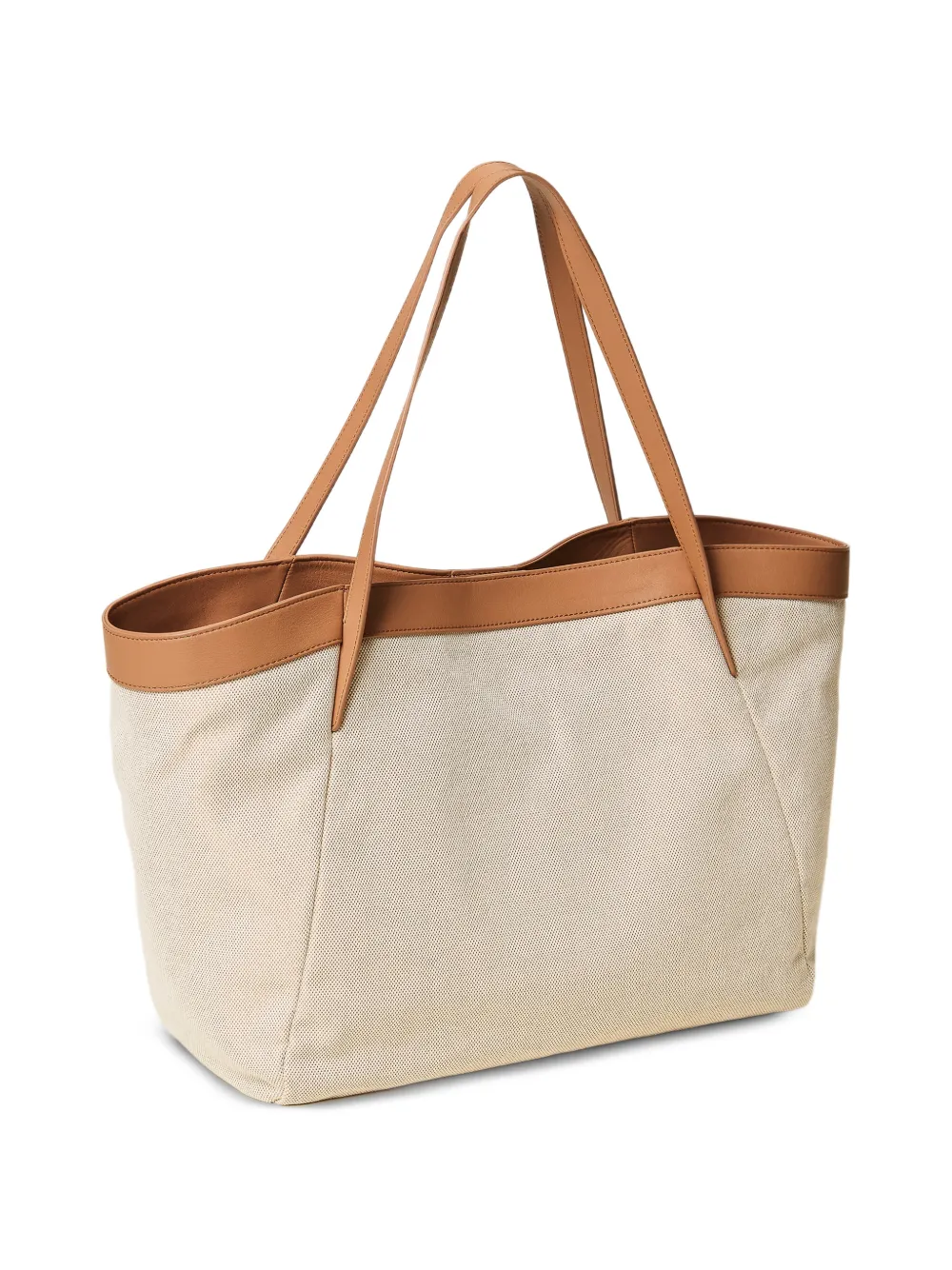 TWINSET Canvas en leren shopper Beige