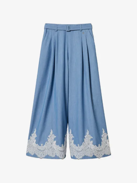 TWINSET palazzo trousers with lace and belt