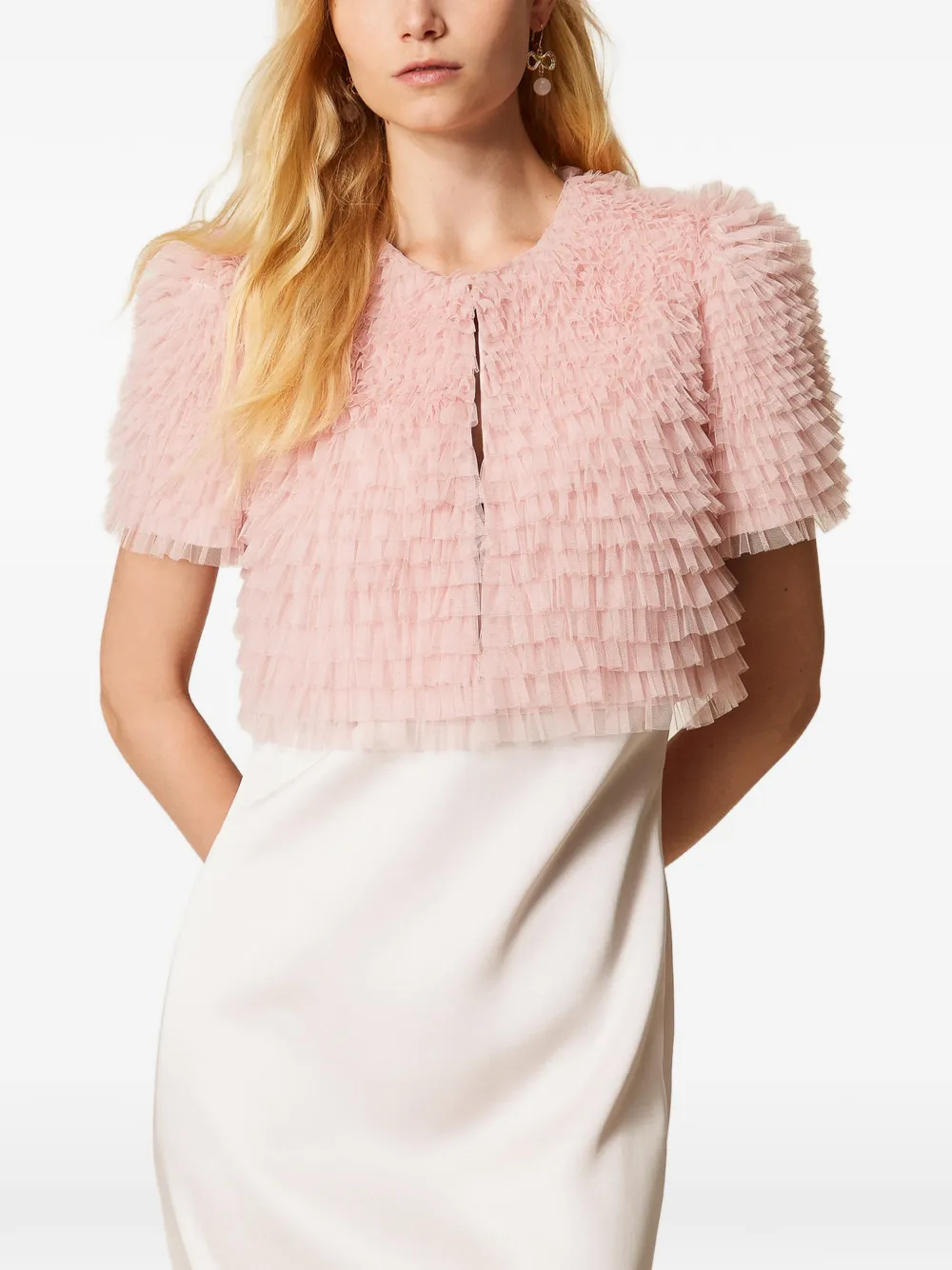  Twinset Tulle Ruffled Jacket - Pink 