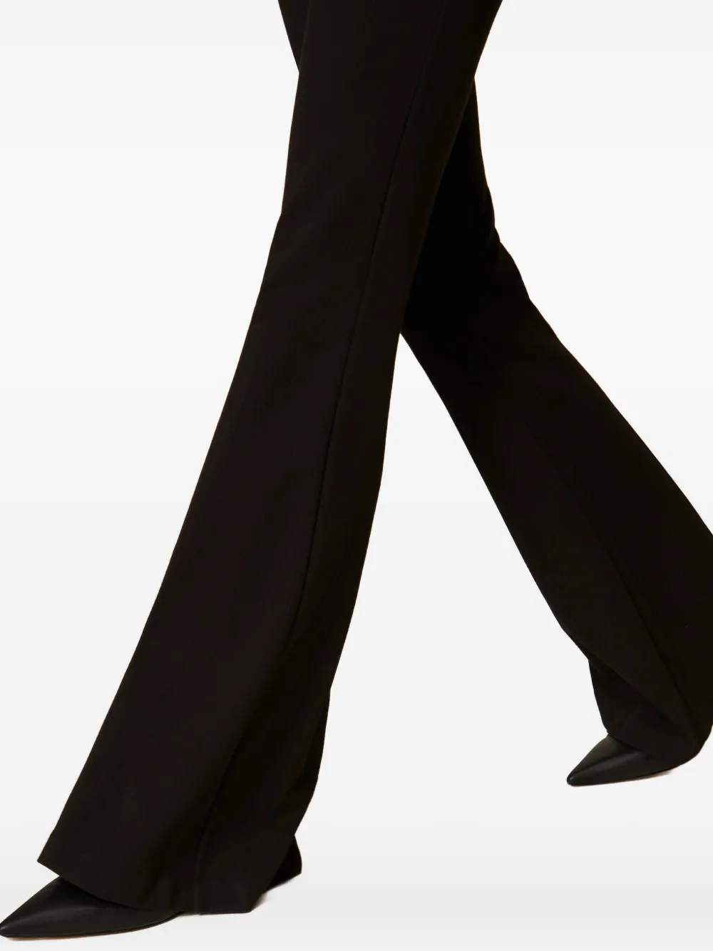 TWINSET Flared broek met logo Zwart