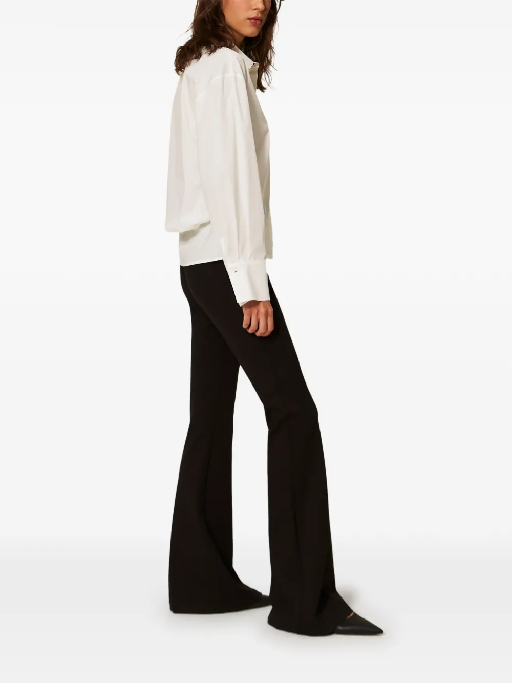 TWINSET Flared broek met logo Zwart