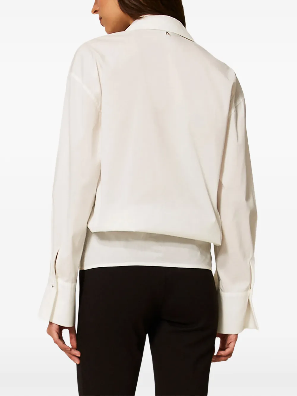 TWINSET Flared broek met logo Zwart