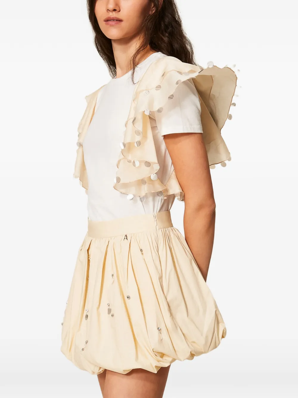 TWINSET Regular-fit T-shirt met voile mouwen Wit