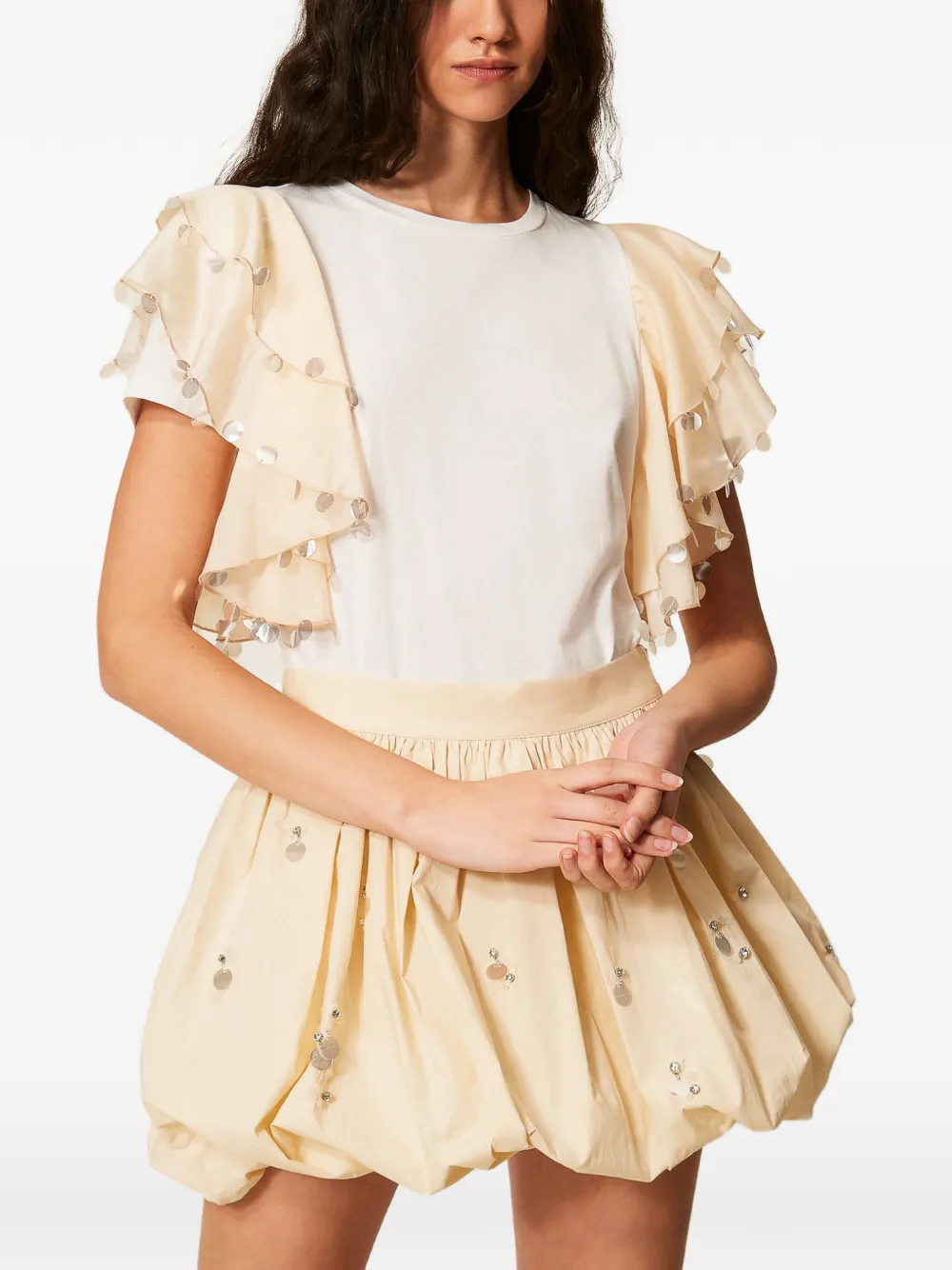 TWINSET Regular-fit T-shirt met voile mouwen Wit