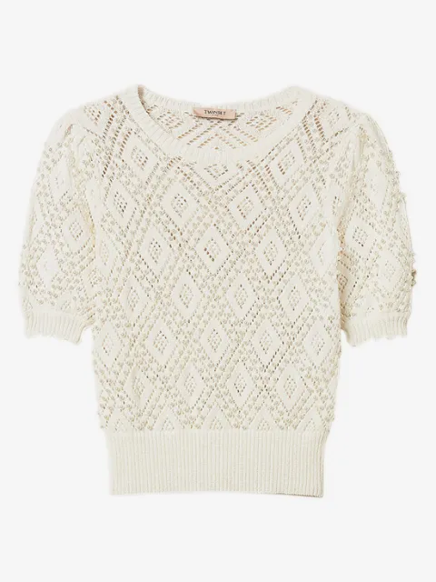TWINSET diamond pattern jumper with pearls