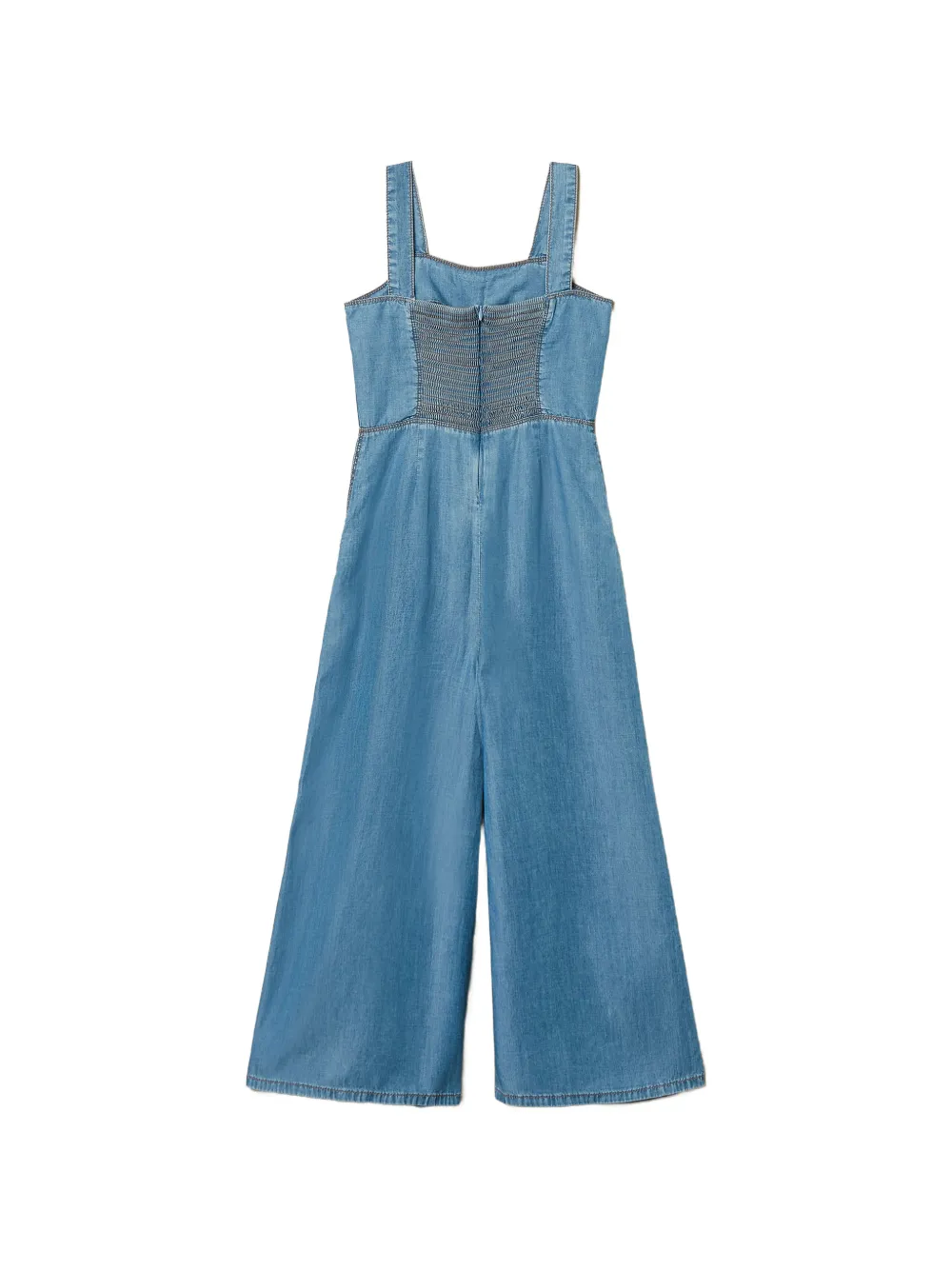  Twinset Kids Smocking Chambray Jumpsuit - Blue 