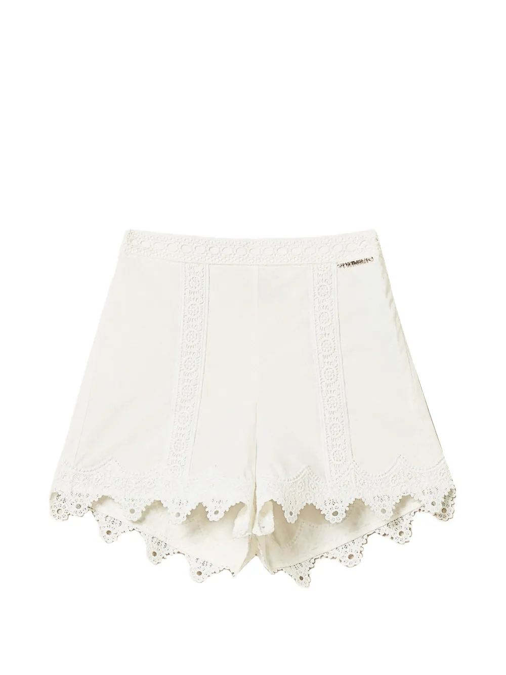 TWINSET Kids lace-detail poplin shorts - Bianco