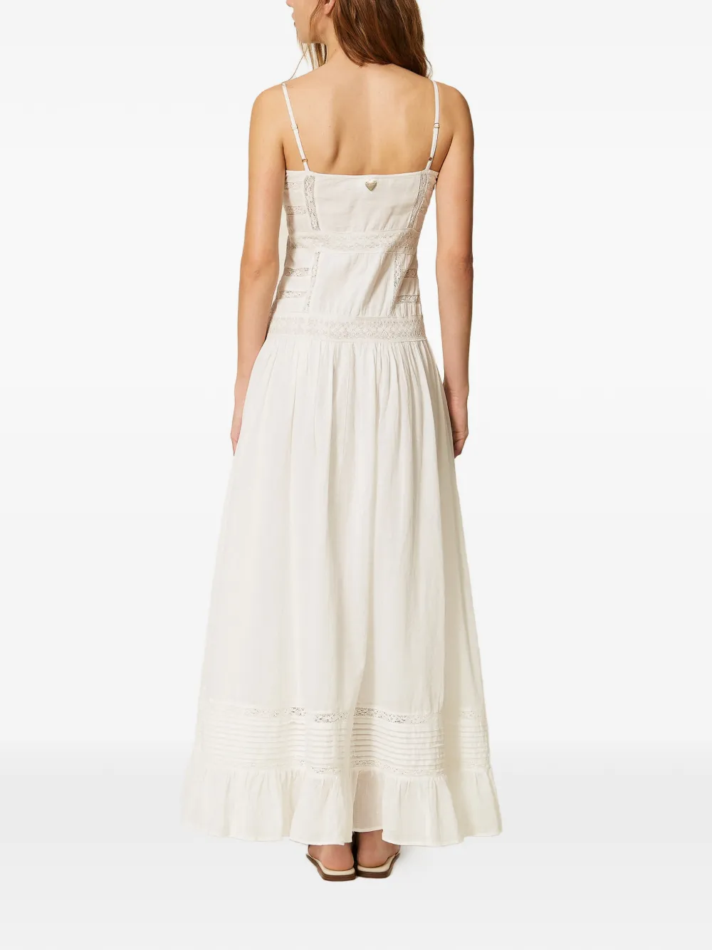 TWINSET Maxi-jurk met knopen en kant Wit