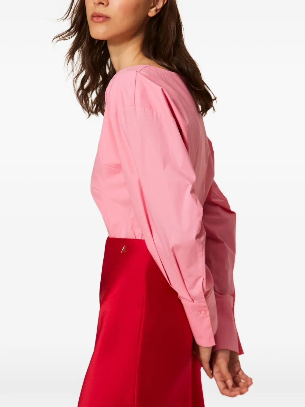 TWINSET Popeline blouse met gekruiste bandjes Roze