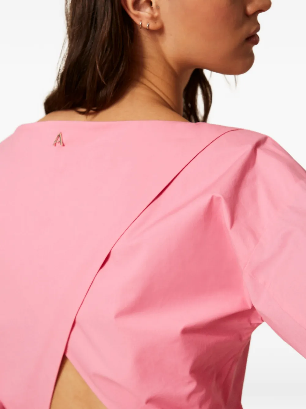TWINSET Popeline blouse met gekruiste bandjes Roze