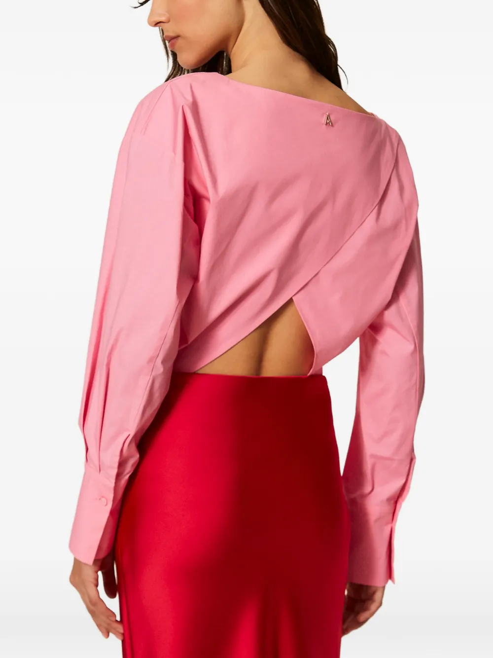 TWINSET Popeline blouse met gekruiste bandjes Roze