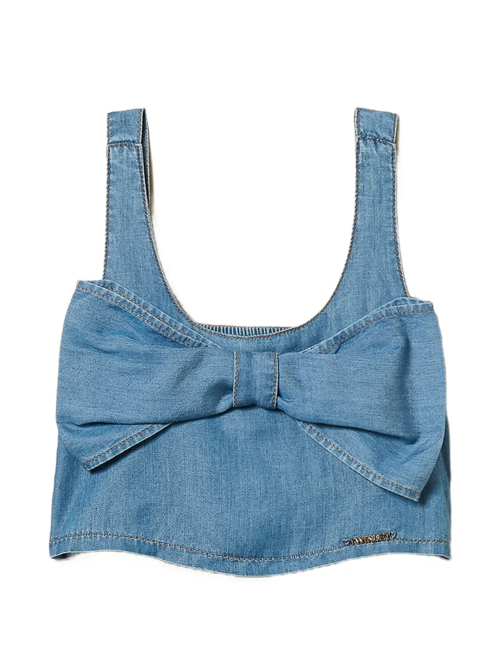 TWINSET Kids bow-detail crop top - Blu
