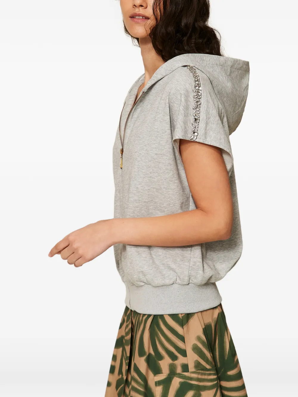 TWINSET Hoodie met cabochon borduurwerk Grijs