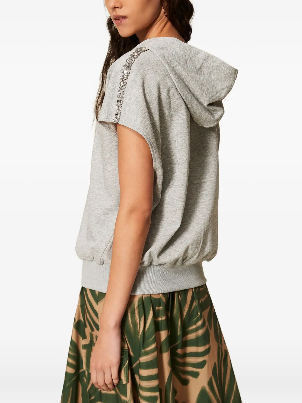 TWINSET Hoodie met cabochon borduurwerk Grijs