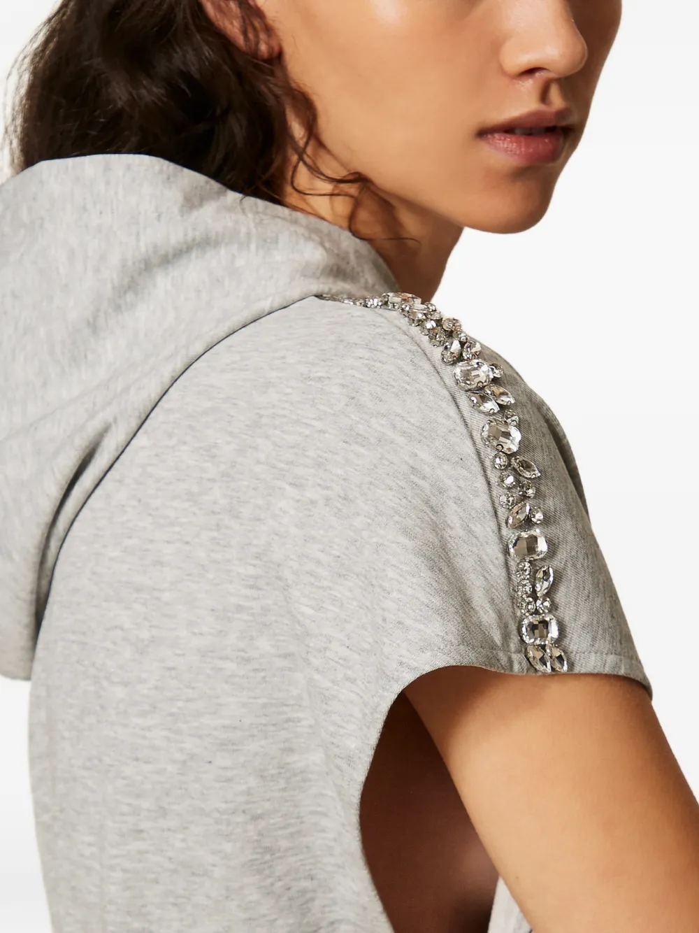 TWINSET Hoodie met cabochon borduurwerk Grijs