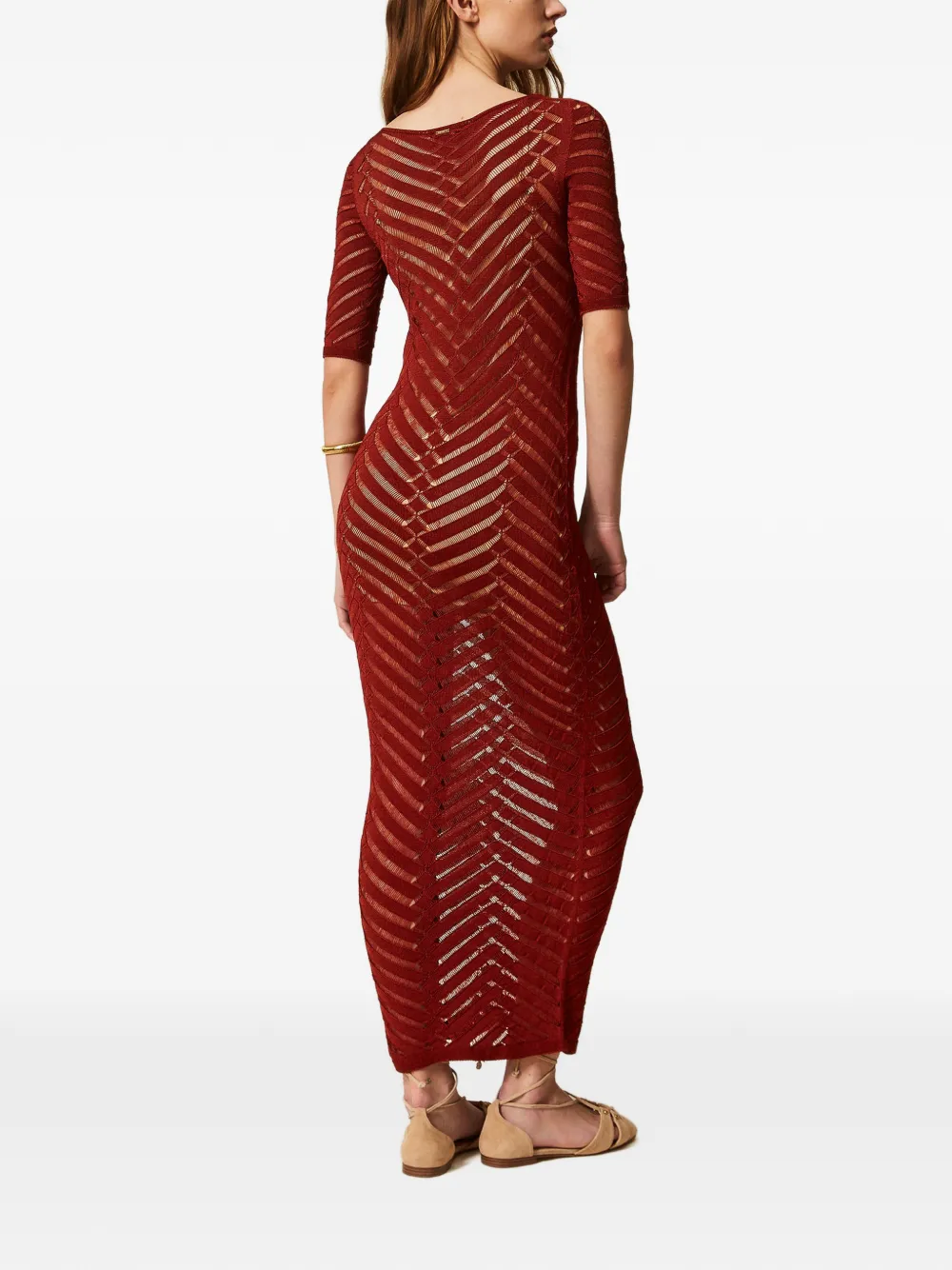 TWINSET Maxi-jurk met chevron-streep Rood