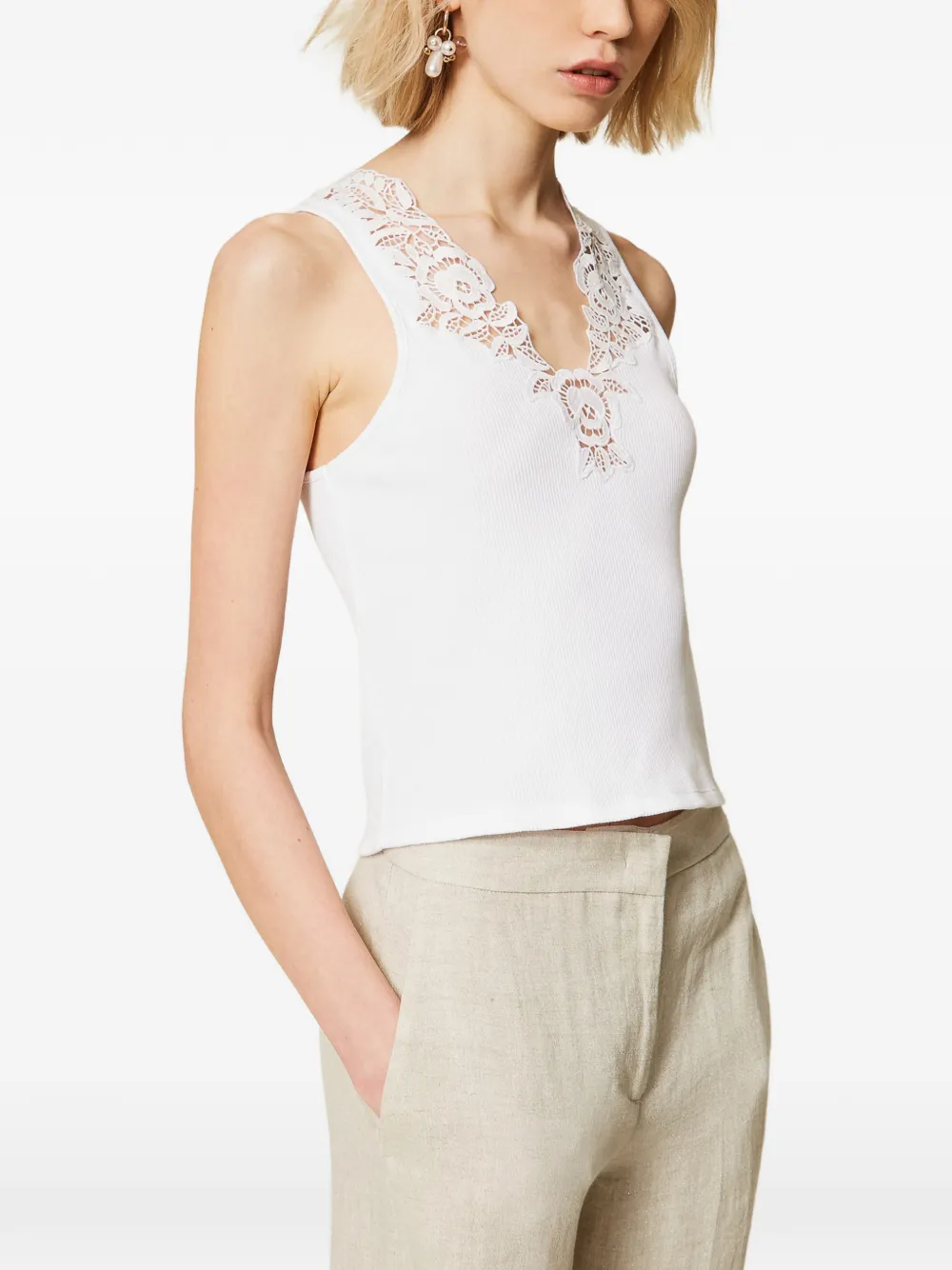 TWINSET Top met kant Wit