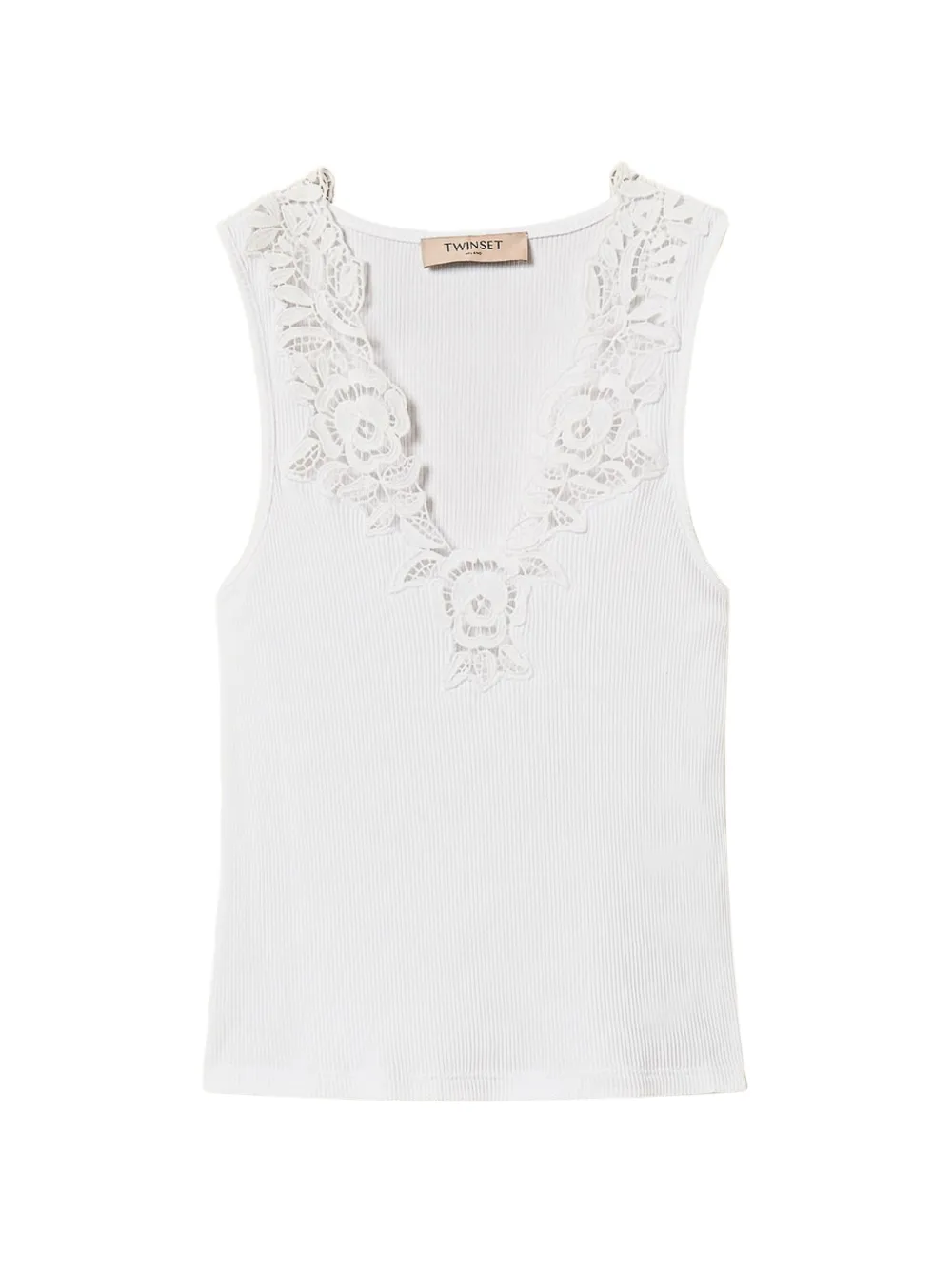 TWINSET Top con rifinitura in pizzo - Bianco