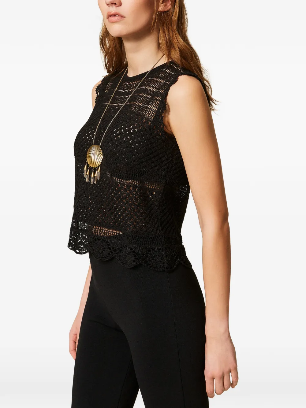 TWINSET Gebreide top met stras Zwart