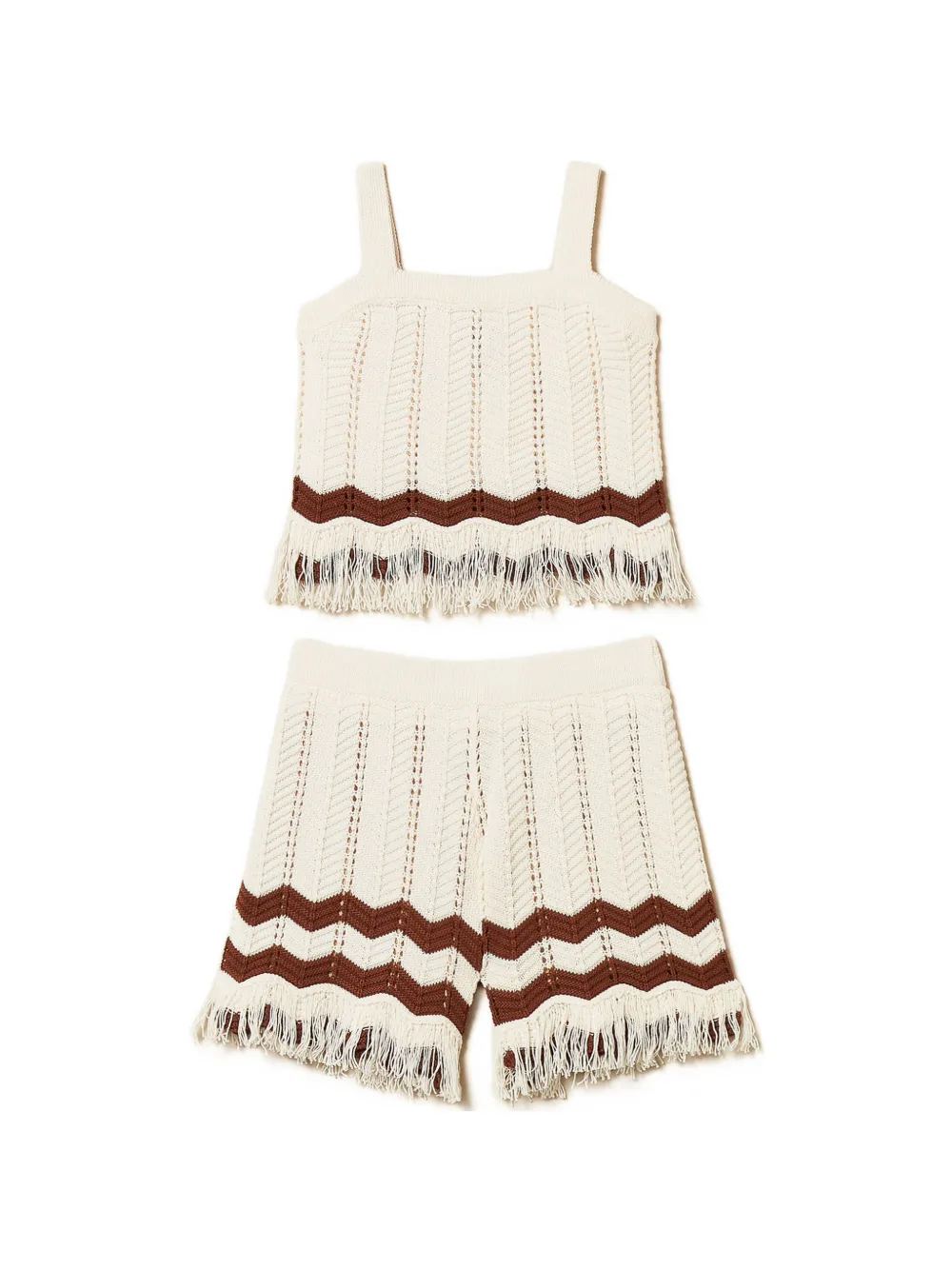 TWINSET Kids zig-zag knit short set (set of two) - Toni neutri