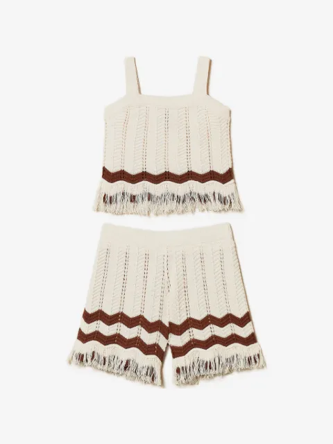 TWINSET Kids zig-zag knit short set (set of two)