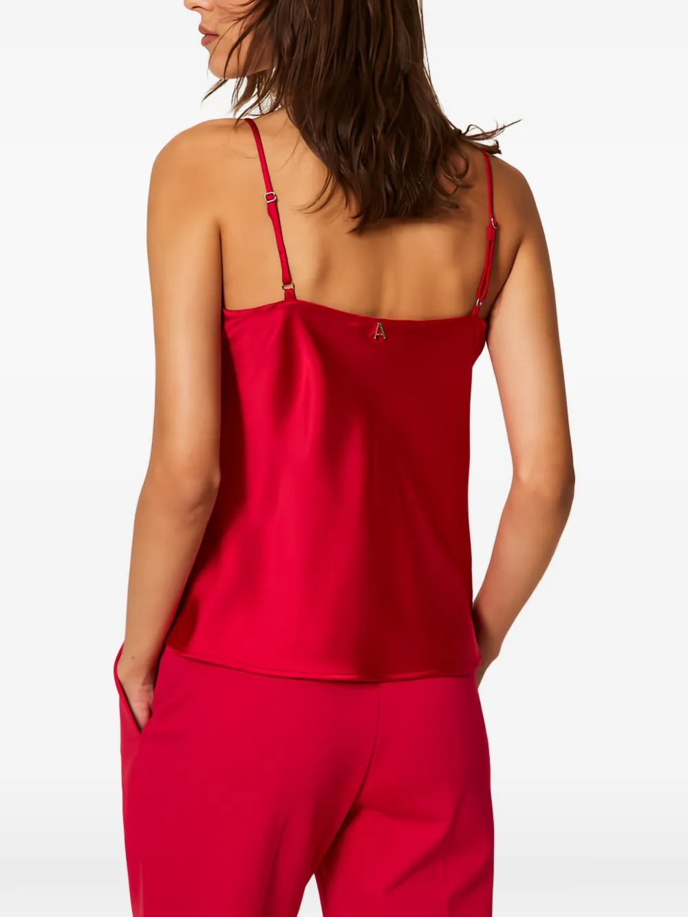 TWINSET Geknoopte satijnen top Rood