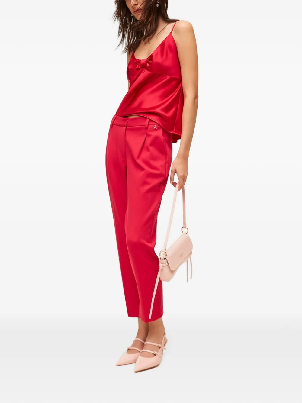 TWINSET Geknoopte satijnen top Rood
