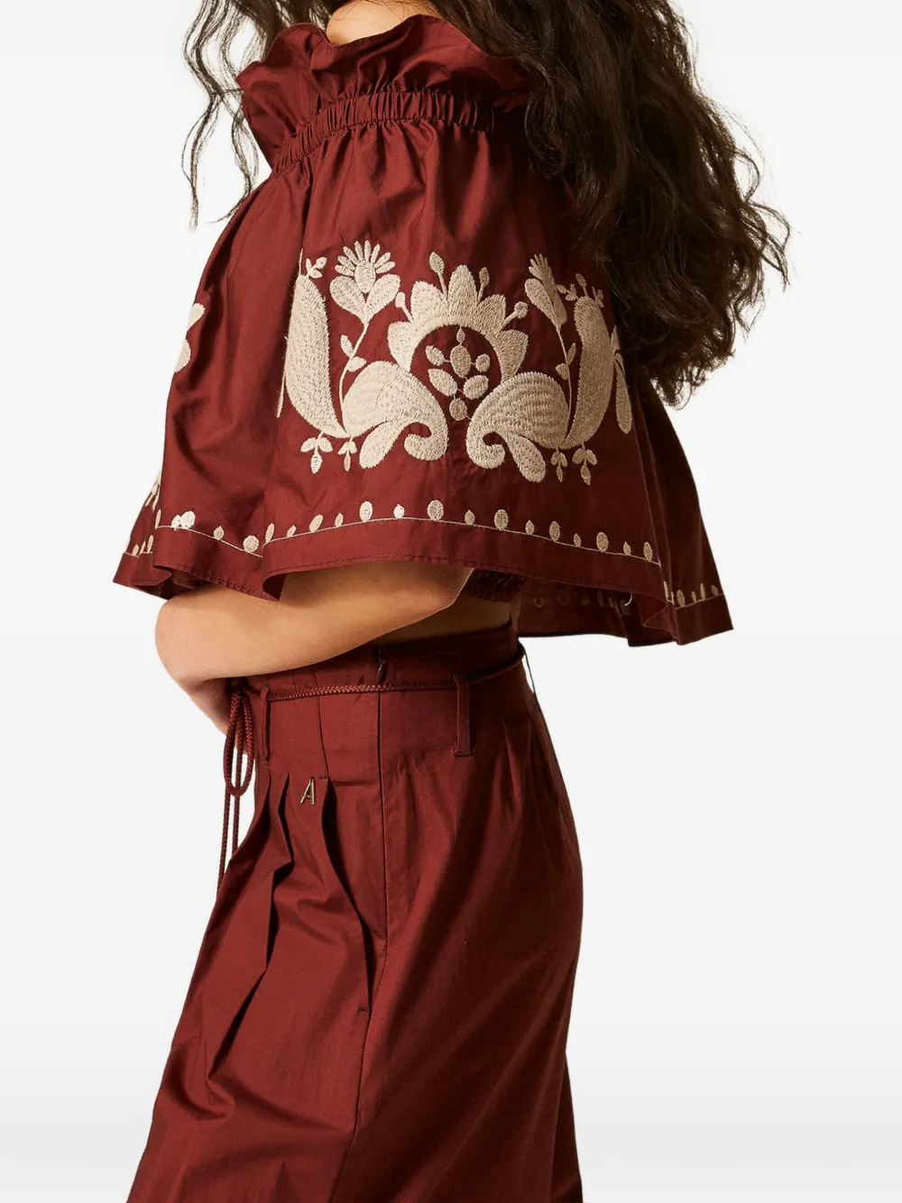 TWINSET Popeline off-shoulder top met borduurwerk Rood