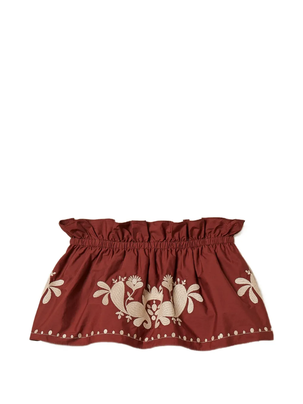 Twinset Off-shoulder Embroidered Blouse In Brown