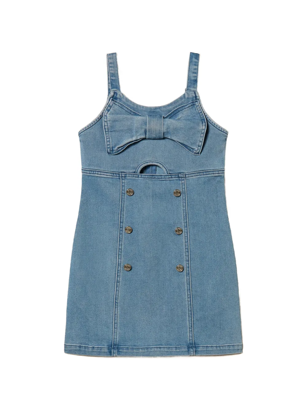 TWINSET Kids bow denim dress - Blau