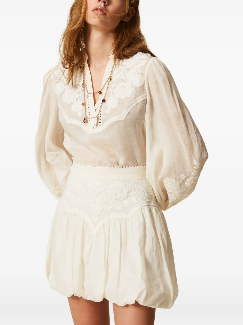  Twinset Lace-detail Mini Skirt - Neutrals 