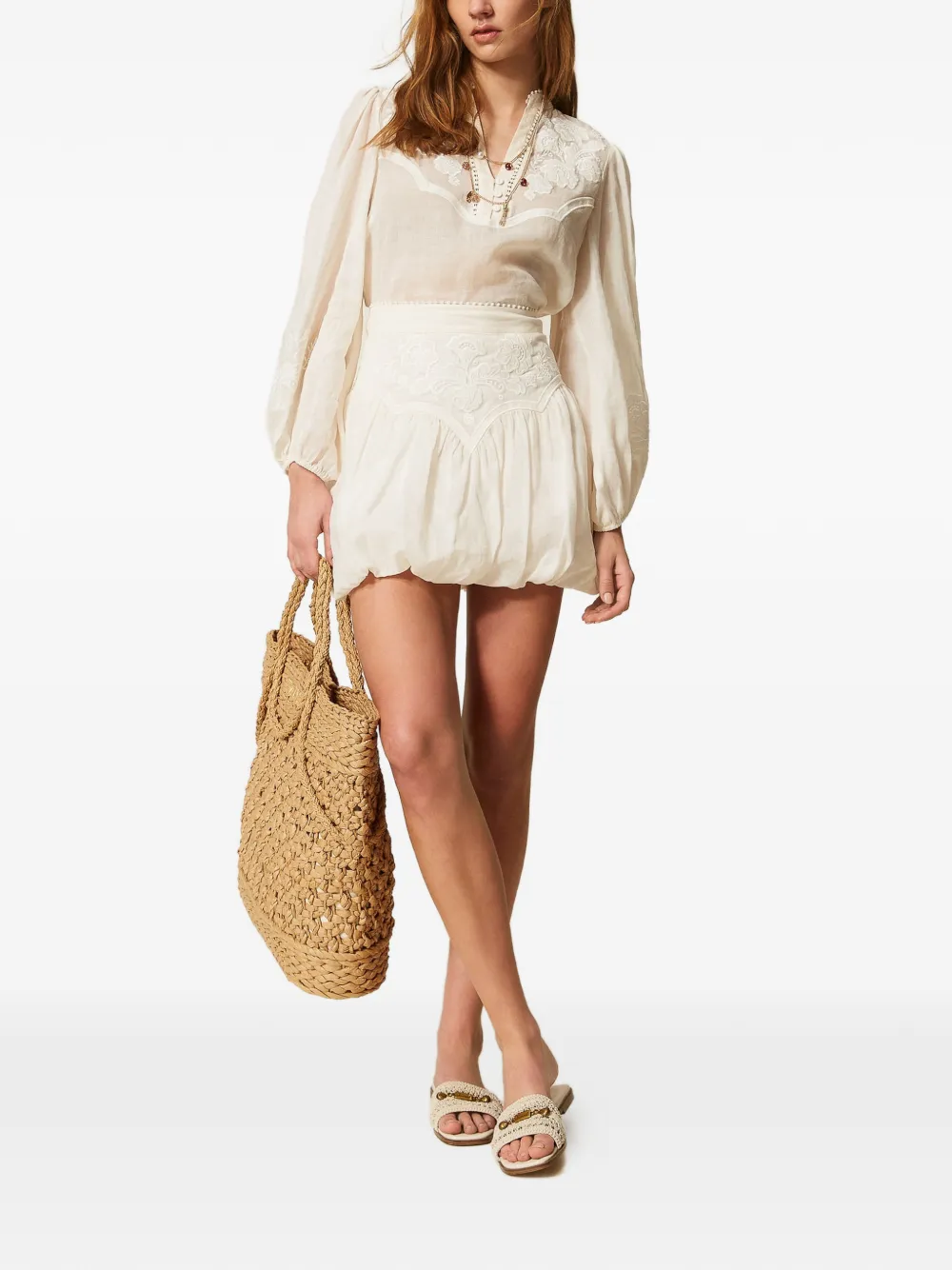 Twinset Lace-detail Mini Skirt - Neutrals 