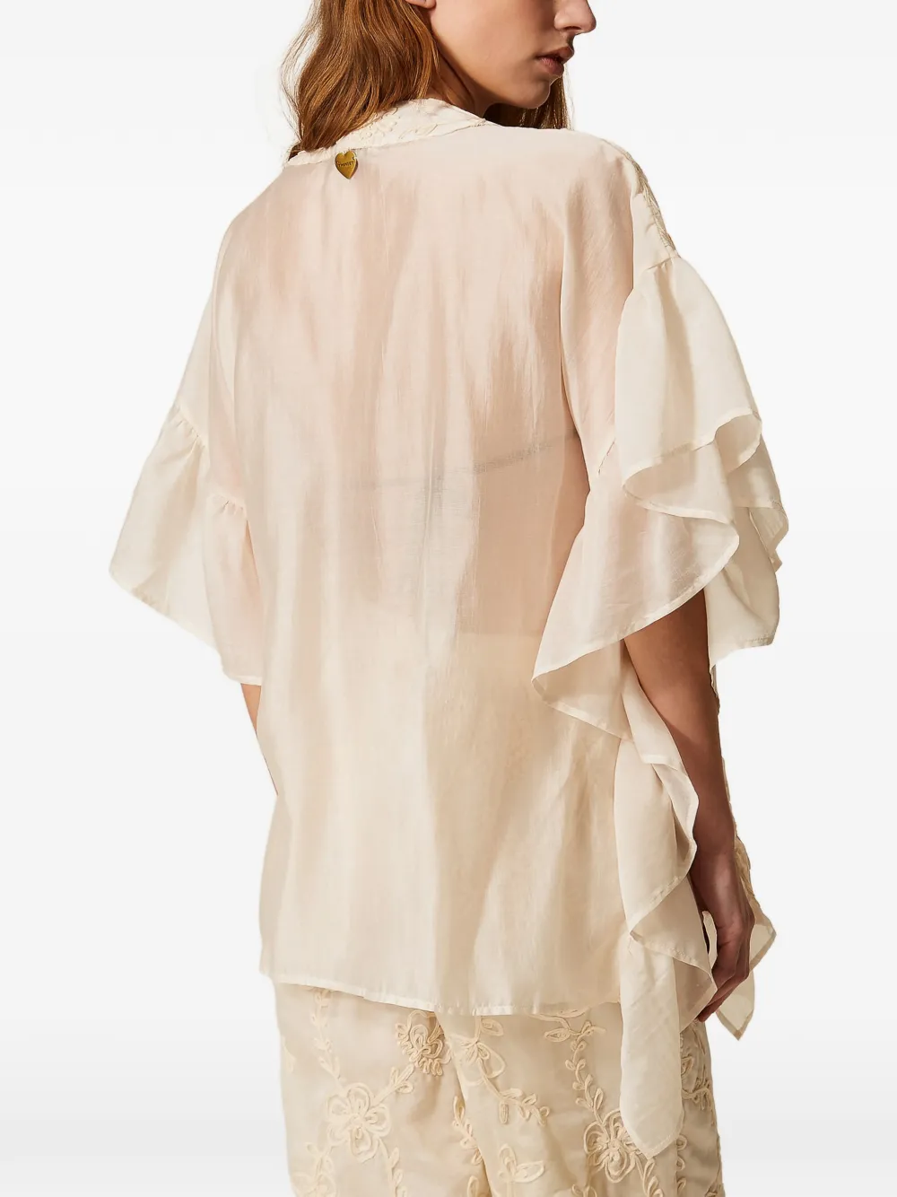 TWINSET Poncho met Cornely-borduurwerk Beige