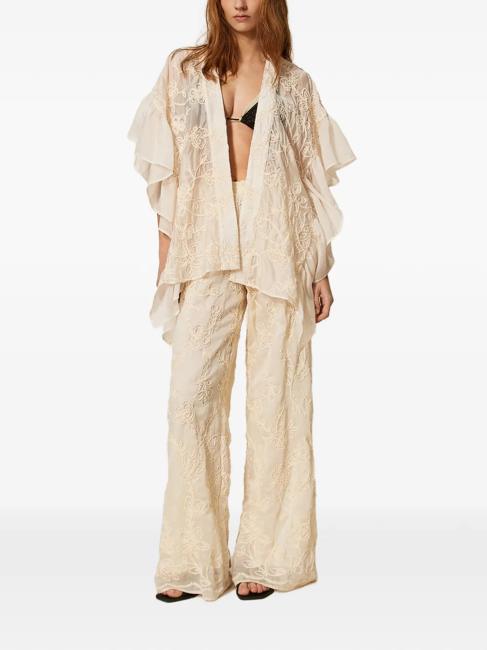 TWINSET Poncho met Cornely-borduurwerk Beige