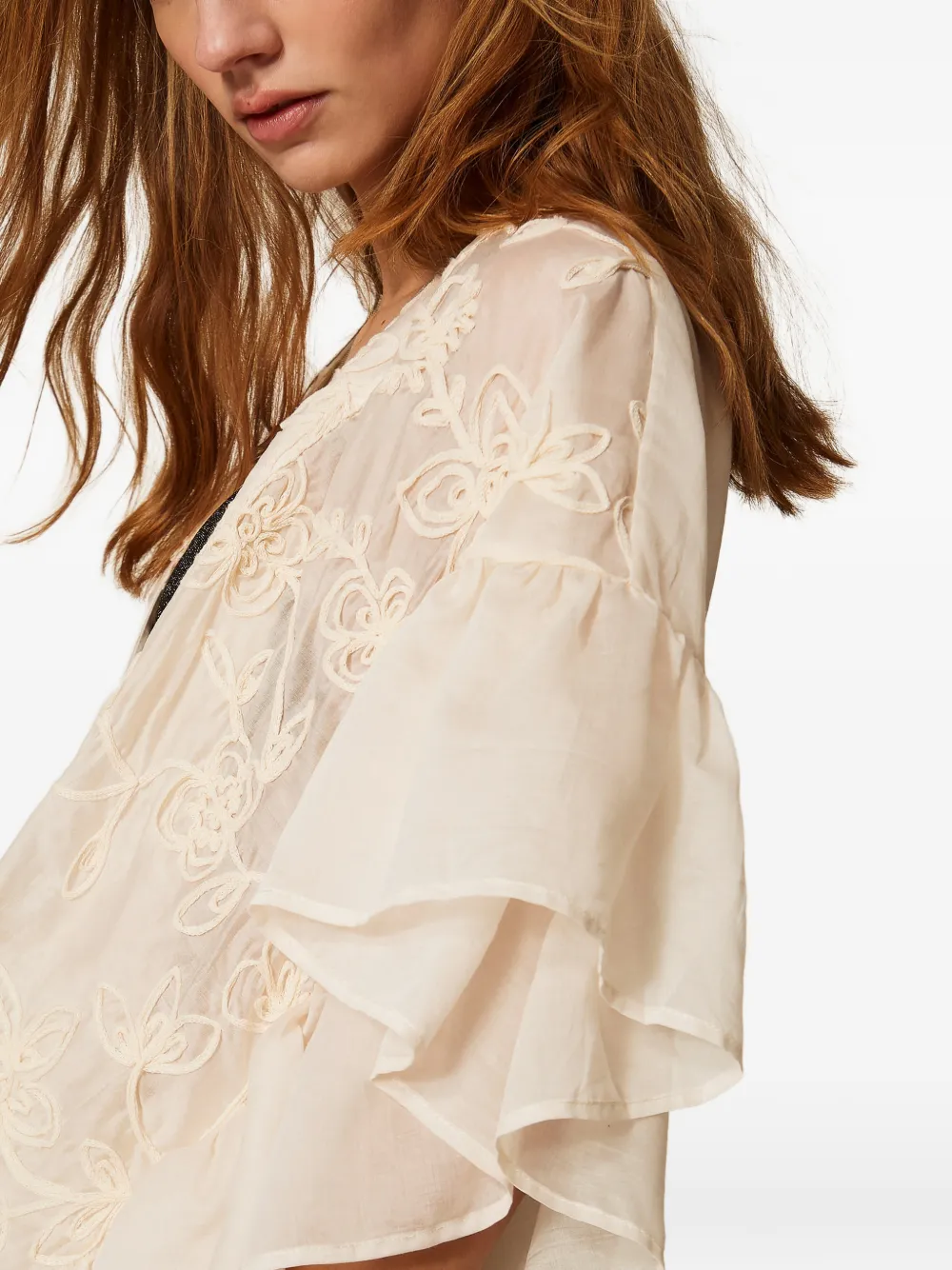 TWINSET Poncho met Cornely-borduurwerk Beige