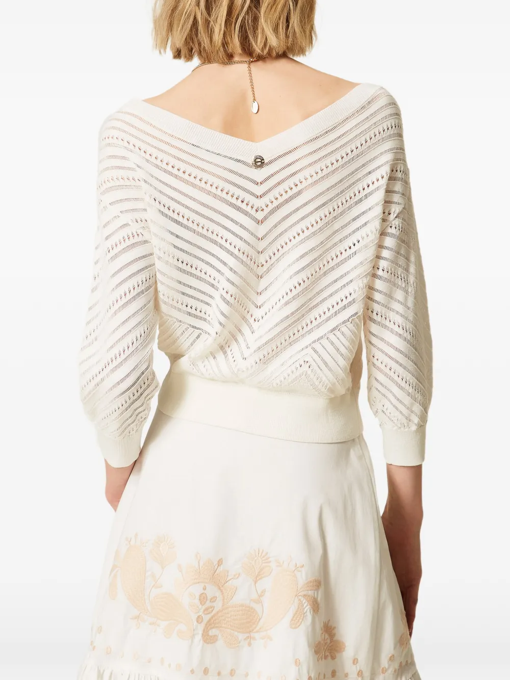 TWINSET Gebreide trui met V-hals Wit
