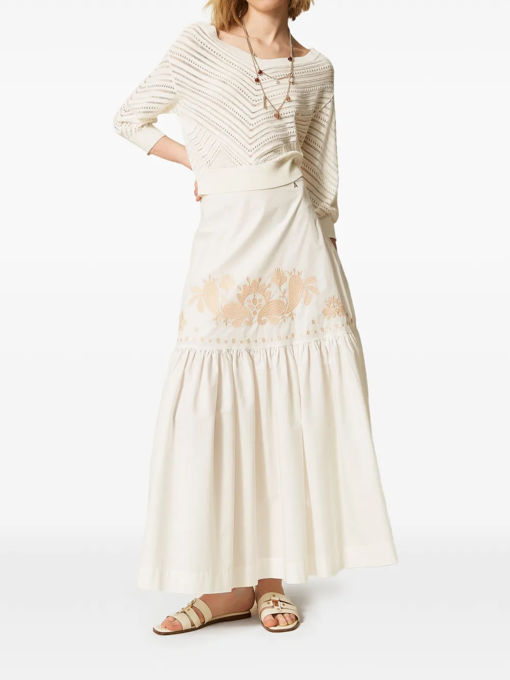 TWINSET Gebreide trui met V-hals Wit