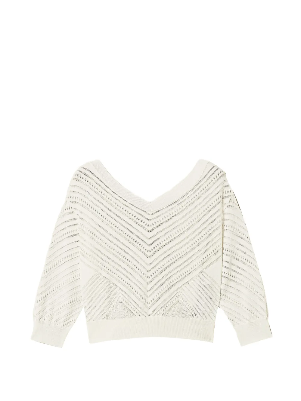 TWINSET V-neck pointelle-knit sweater - Bianco