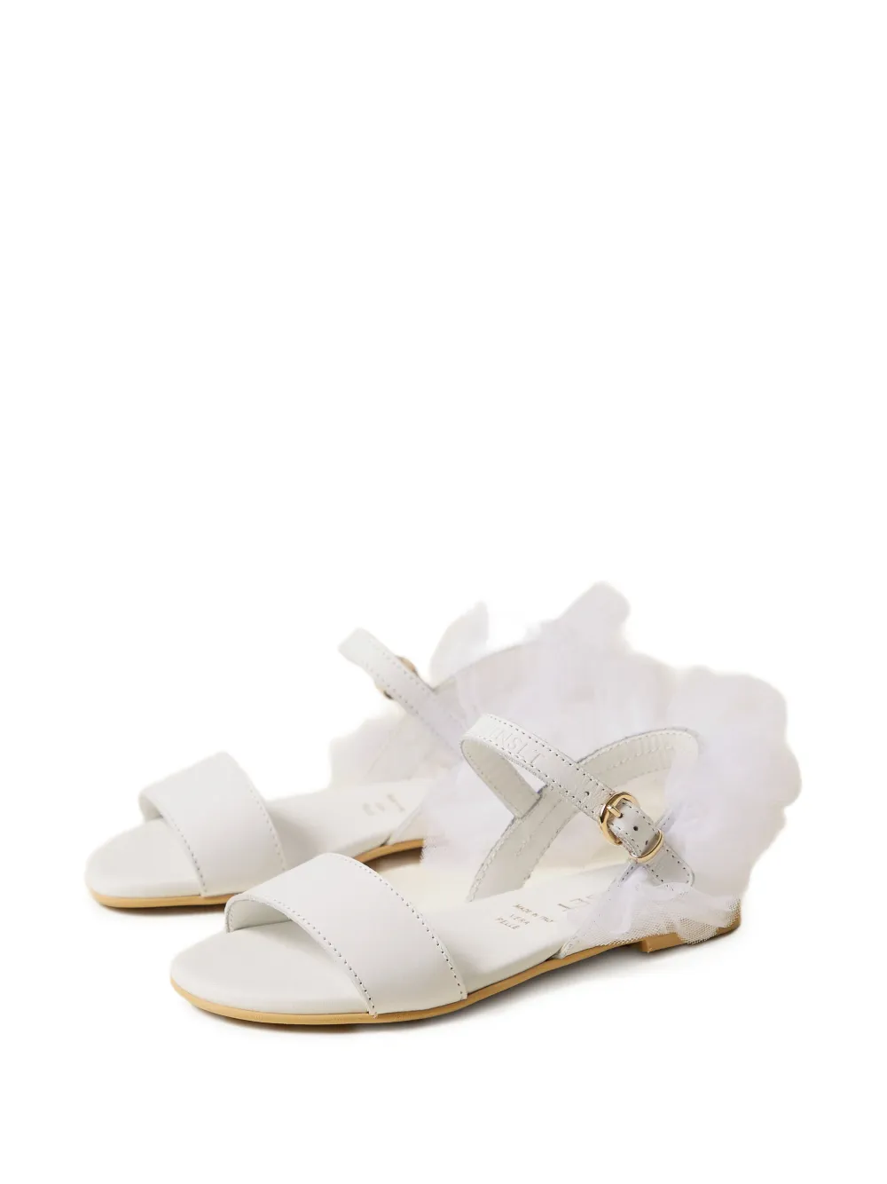 TWINSET Kids tulle-appliqué buckled sandals - Bianco